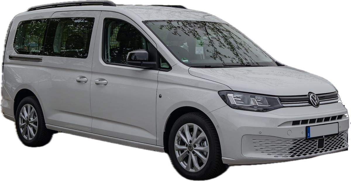 Volkswagen Caddy Maxi gris clair, le véhicule adapté d’Easy Mobilité